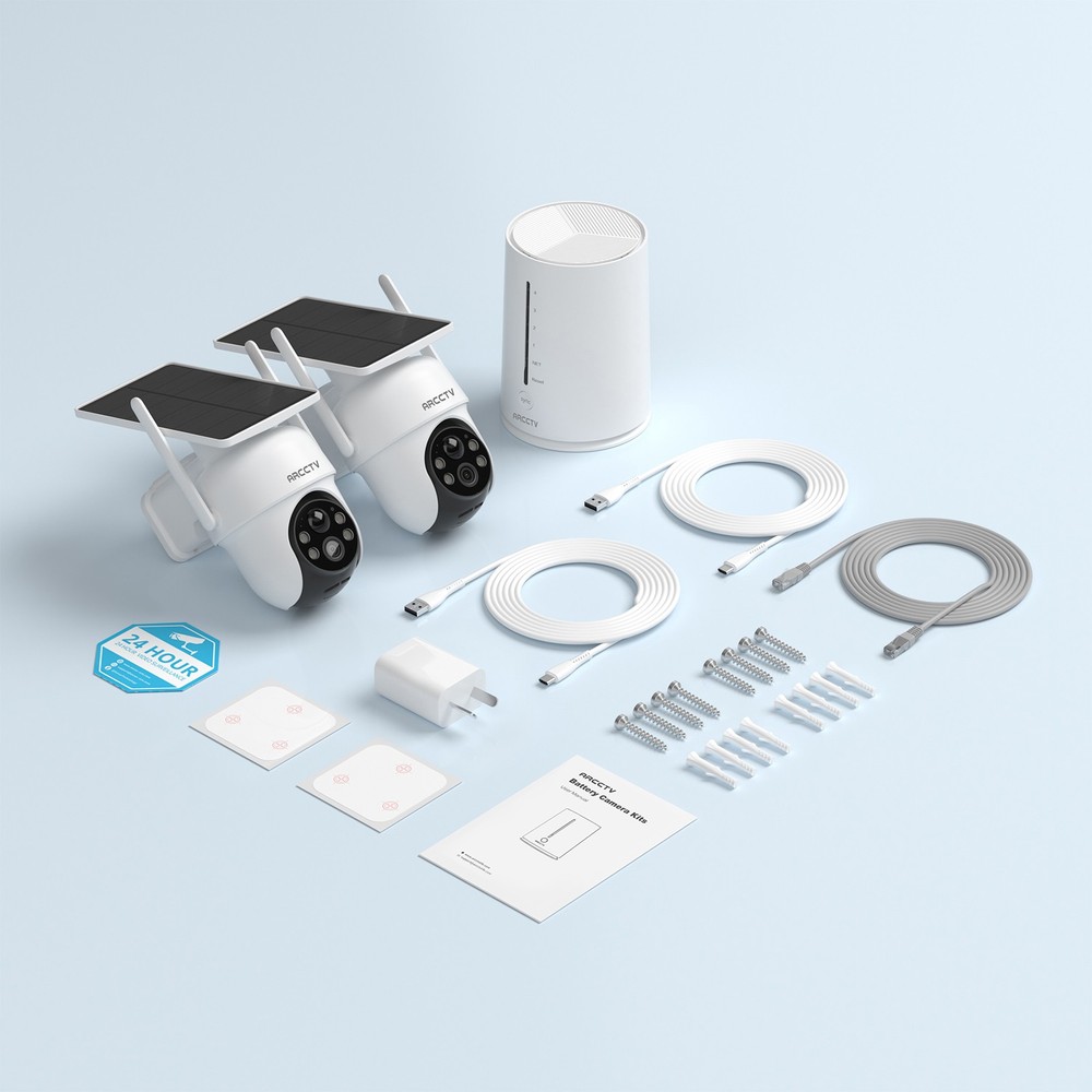 ARCCTV 4MP Wireless Security Camera System Wifi Solar Battery Powered 2Way Audio