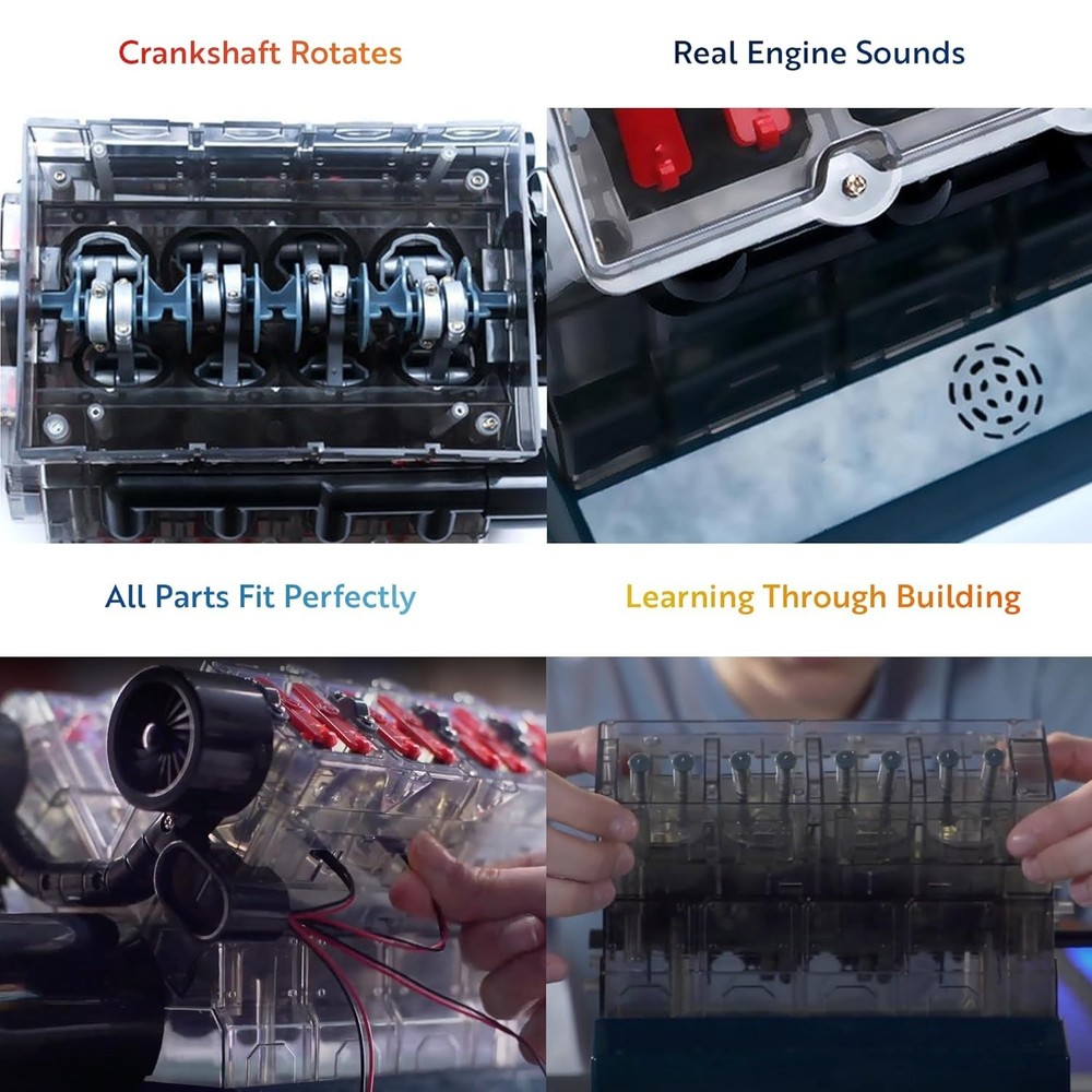 V8 Combustion Engine Model Kit That Runs - Build Your Own STEM Mini V8 Model ...