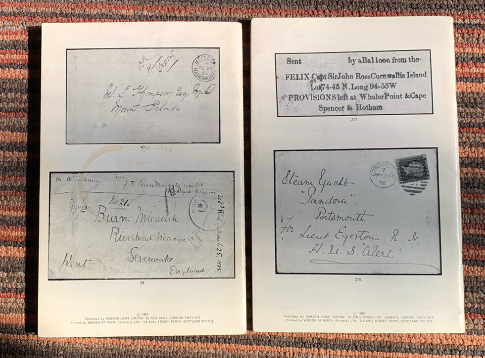 2 x ROBSON LOWE LONDON POSTAL HISTORY AUCTIONS CATALOGUES 1982