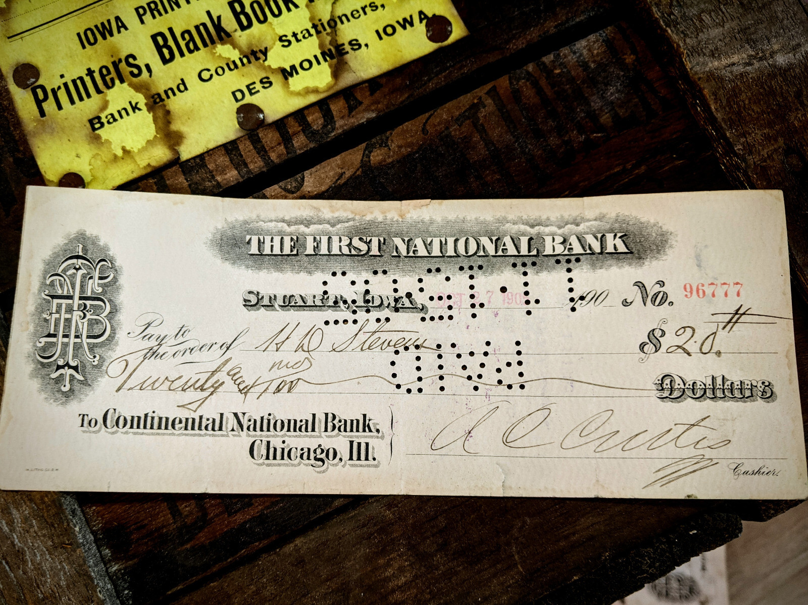 2x Bank Checks-Bank Bonnie & Clyde robbed-Collectible 1900s Vintage old Ephemera