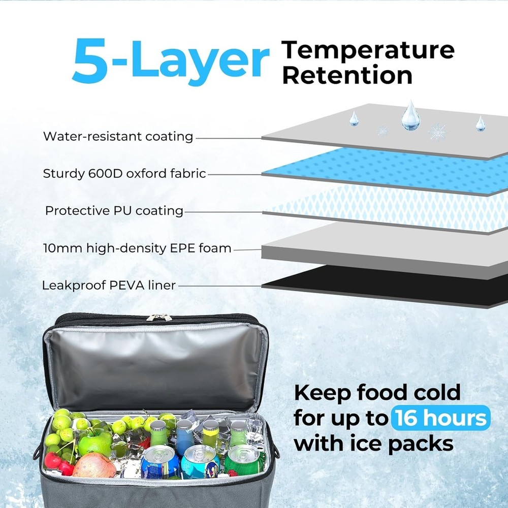 Backpack Cooler Leakproof 30 Cans, Double Deck Insulated Cooler Backpack for ...