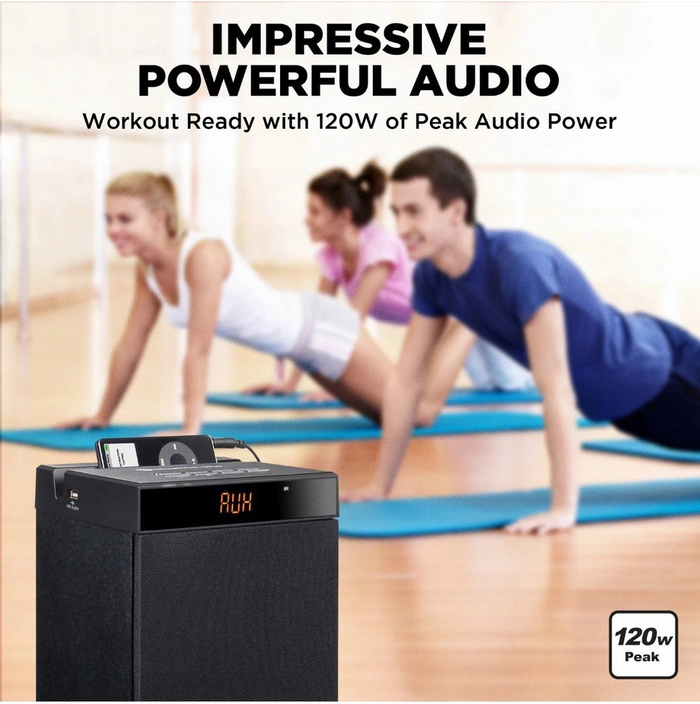 BlueSYNC STW Bluetooth Tower Floor Standing Speaker with Integrated Subwoofer