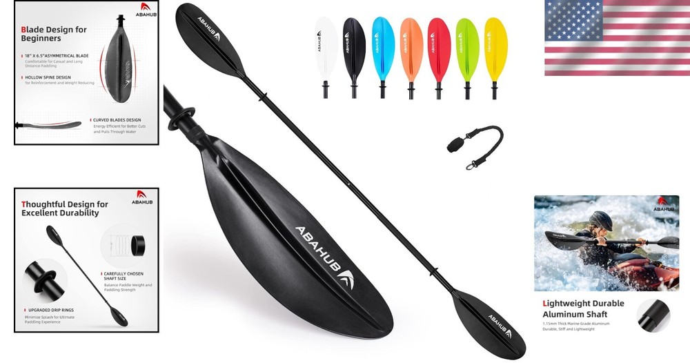Detachable 2-Section Kayak Oar with Adjustable Blades - Energy-Efficient Design