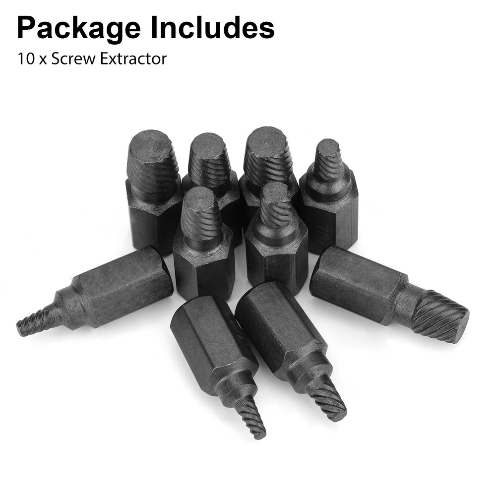 10xDamaged Screw Remover Kit Hex Head Easy Out Bolt Stud Extractor Drill Bit Set