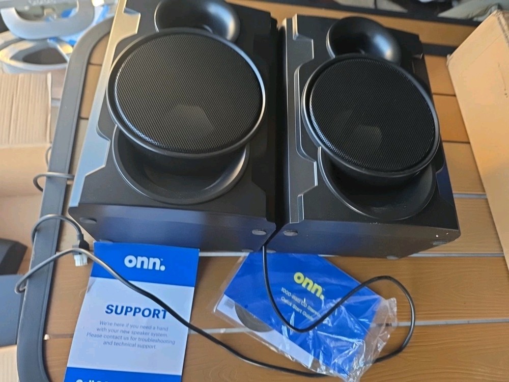 2 ONN Stereo System Speakers Model NO 100008725