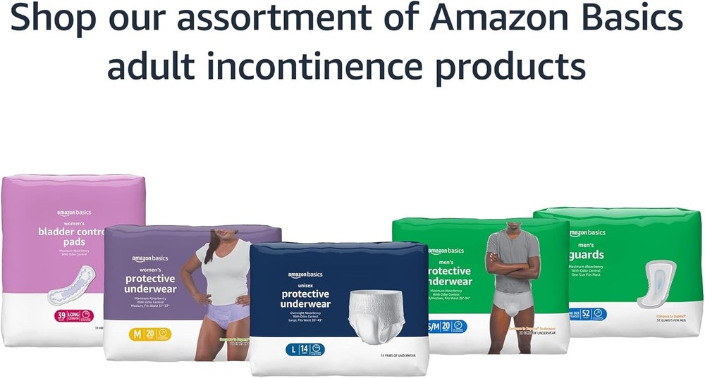 Amazon Basics Incontinence Guards for Men, Maximum Absorbency, 104 Count, 2 Pack