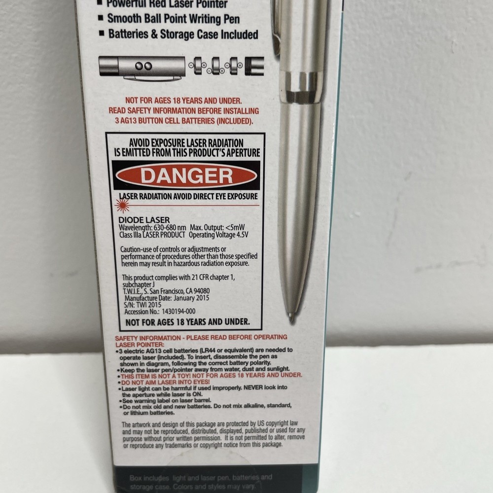 "Tradewinds" Laser Flash Light Pens 3 Function Combo TWO PENS- BRAND NEW