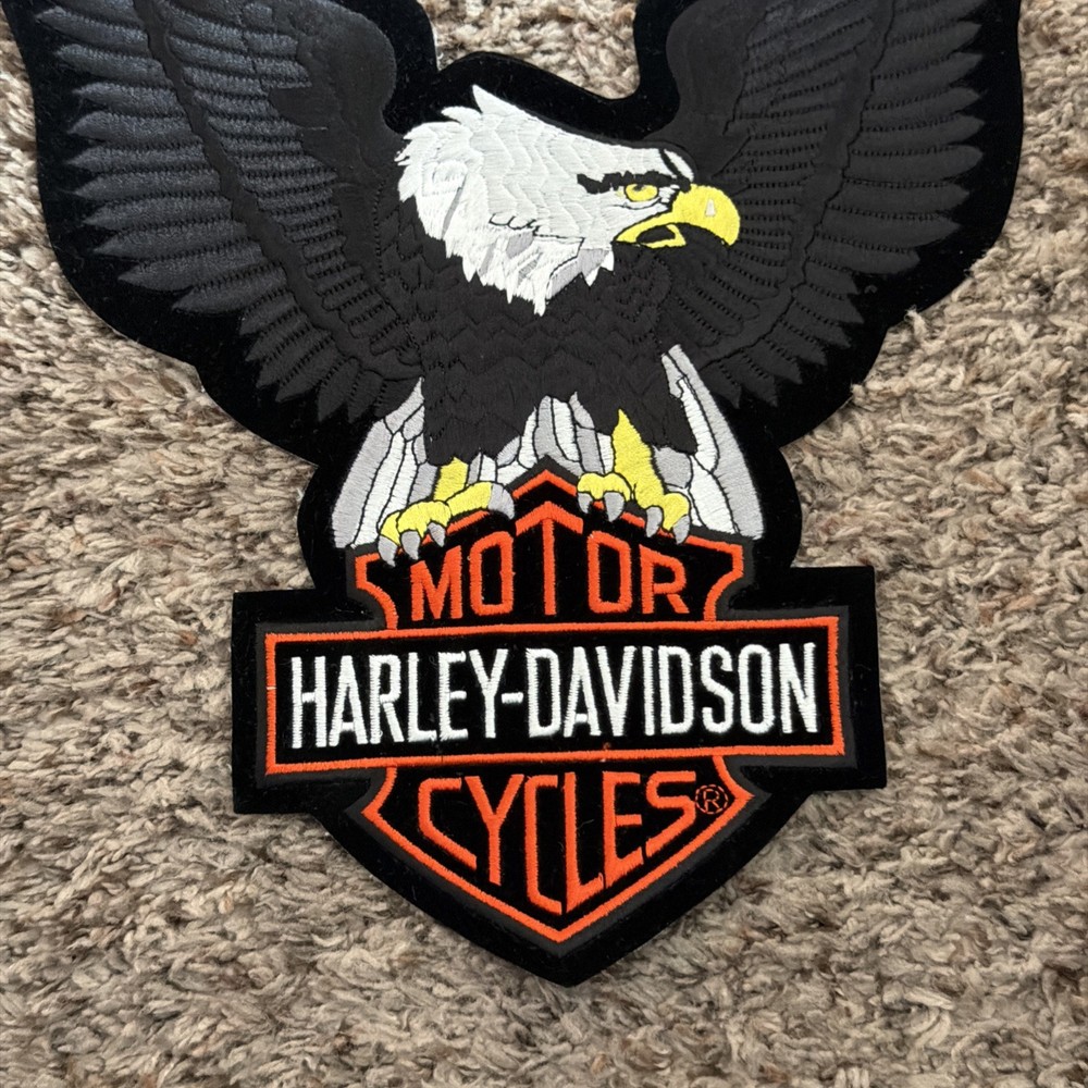 Harley Davidson Bar & Shield Eagle Black Silver Back Vest Patch 13 x 10