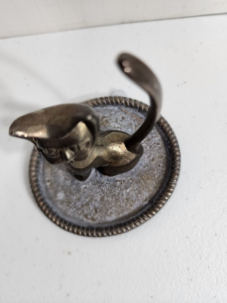 Vintage Silver Plate Cat Ring Holder Trinket Dish