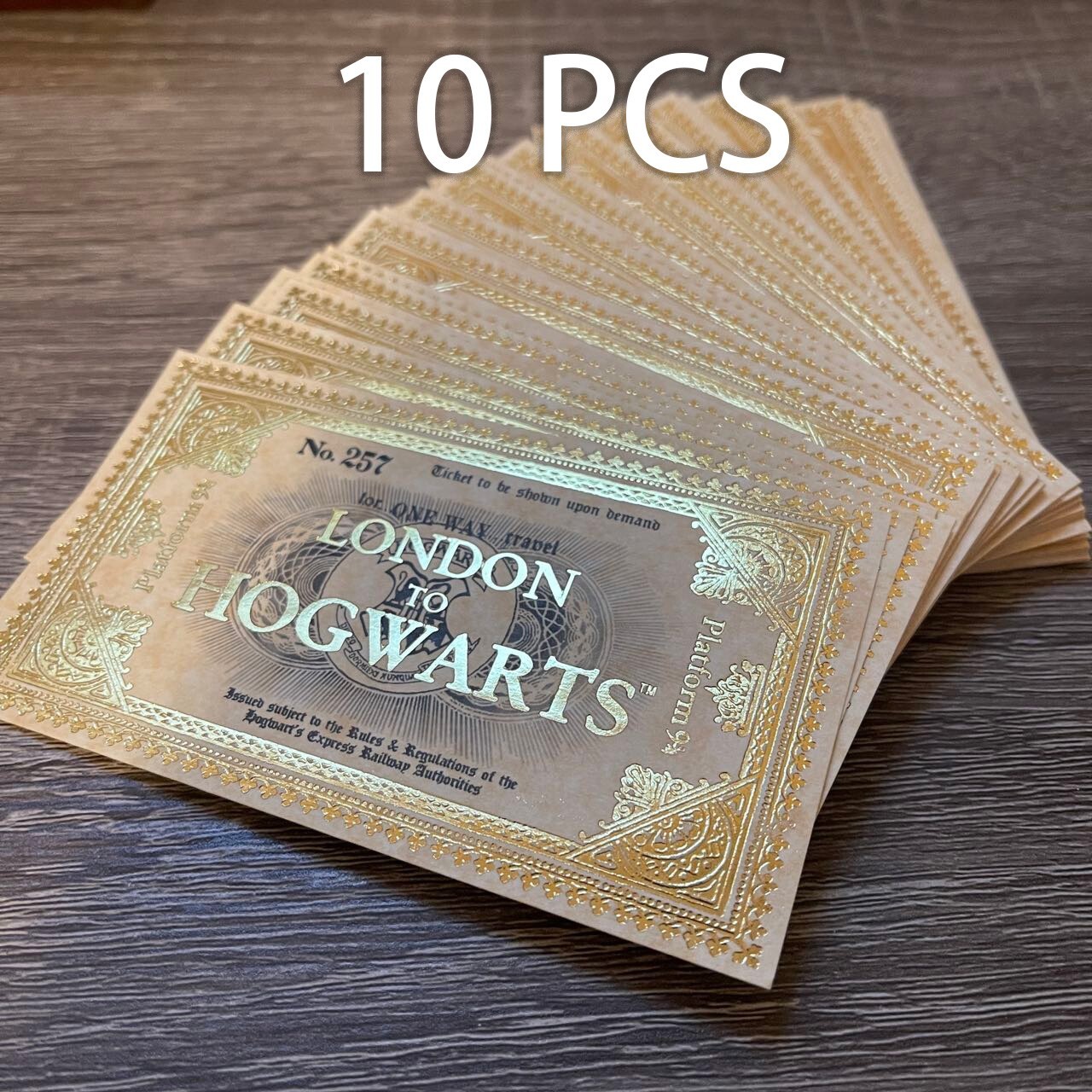 Promotional 10-PACK Harry Potter  London to Hogwarts Ticket Cards Gift Gold foil
