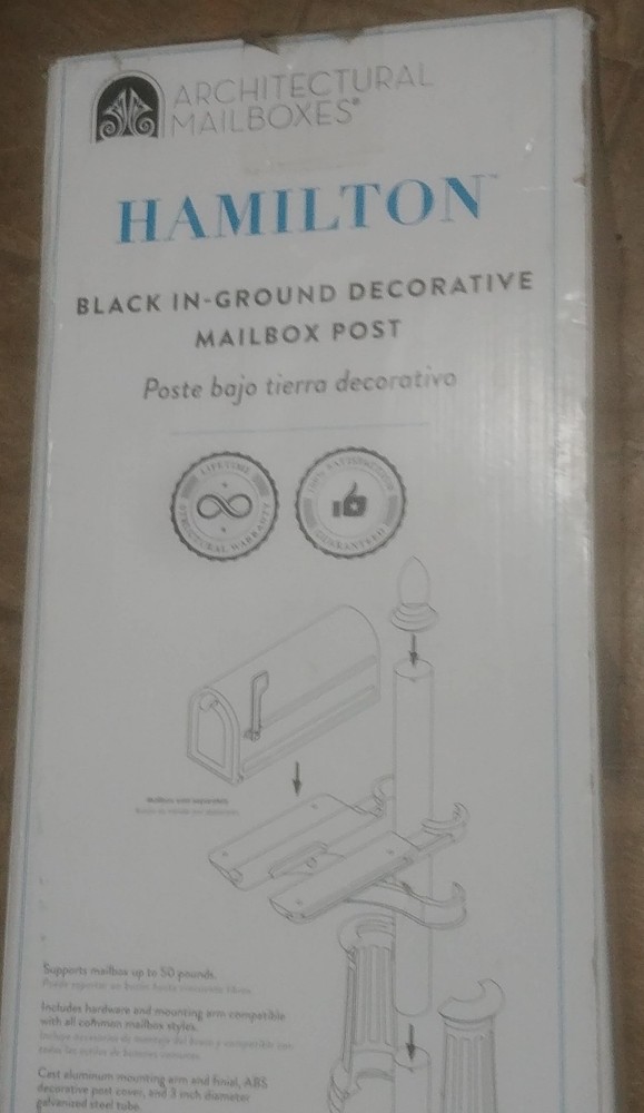 Hamilton Black In-Ground Steel Mailbox Post