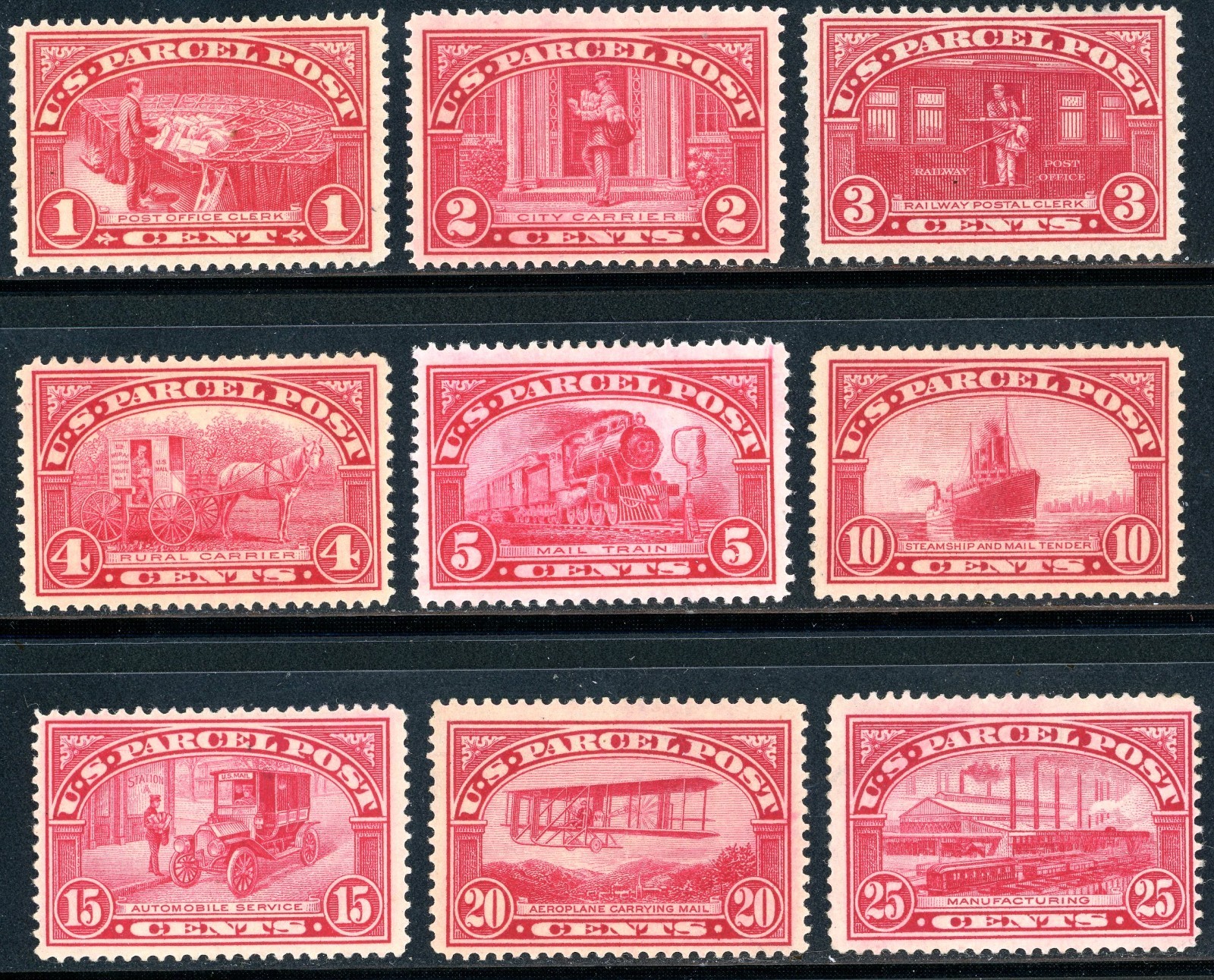 Scott Q1 - Q9 OG MH FVF US 1912 Parcel Post Short Set SCV $330+