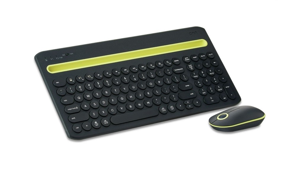 Onn Surf Multi-Device Wireless Full Size Keyboard & 3-Button Mouse w/Dongle