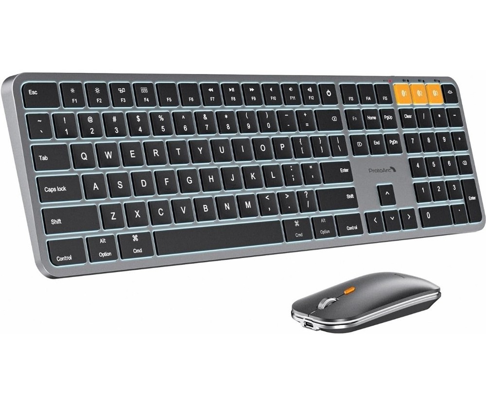 ProtoArc KM100-A Backlit Bluetooth Keyboard and Mouse Combo for Mac