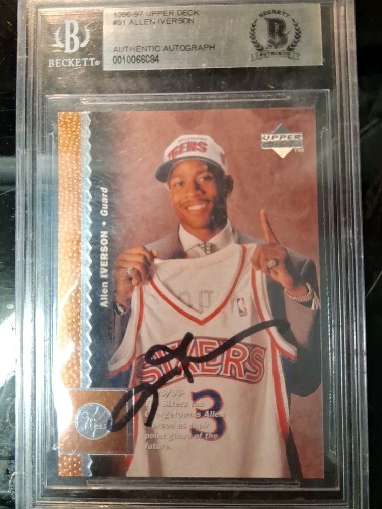 76ers Allen Iverson Authentic Signed 1996 Upper Deck #91