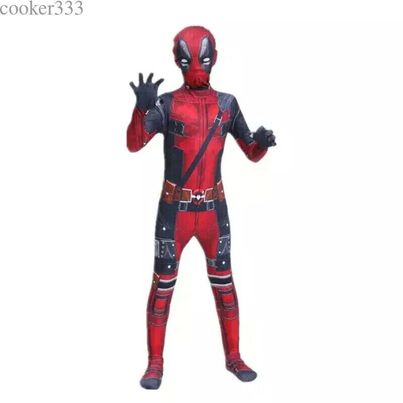 Deadpool Costume Cosplay Halloween Kids Bodysuit Boys Fancy Dress Party Red 2024