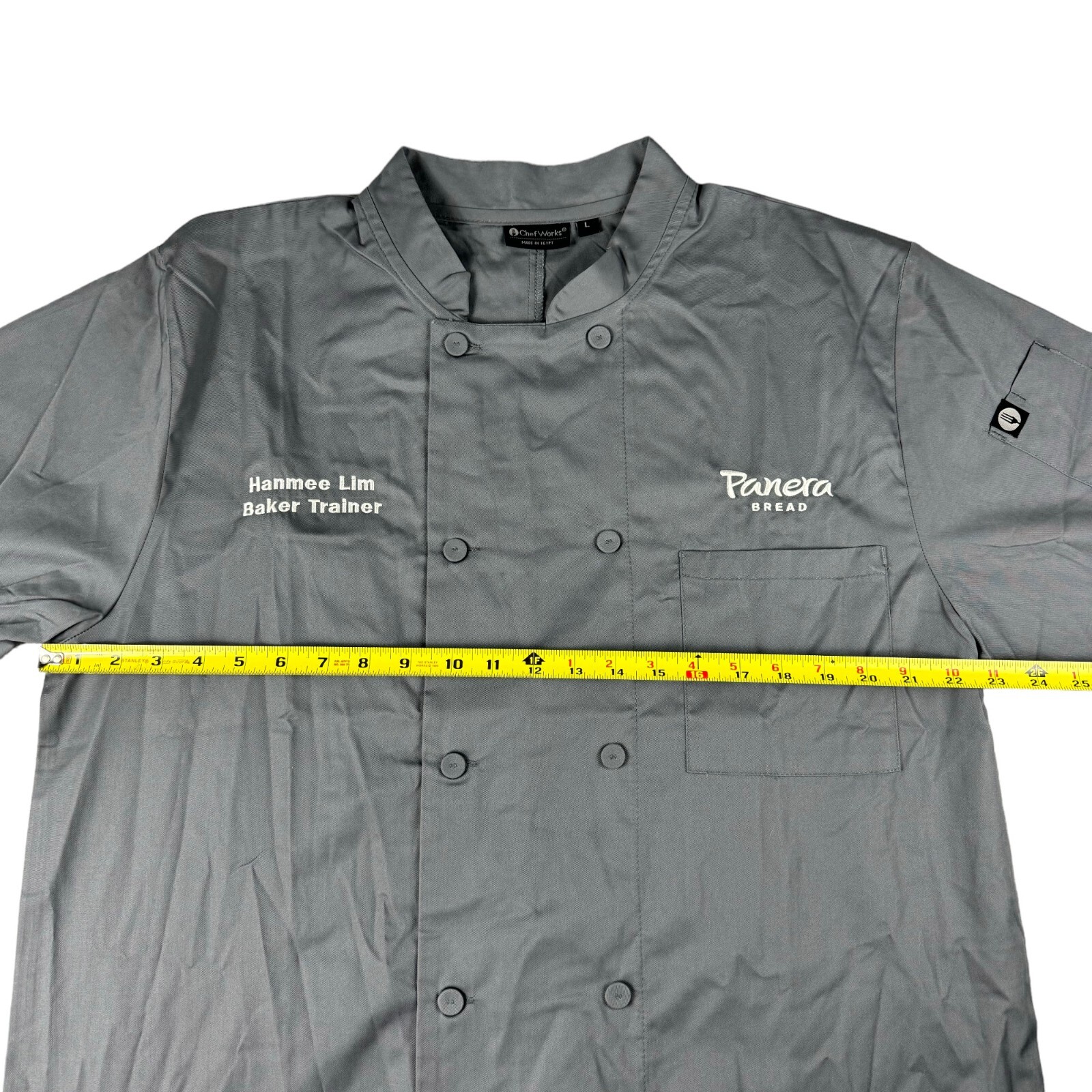 Chef Works Panera Bread Men's Large Gray Button Up Work Shirt