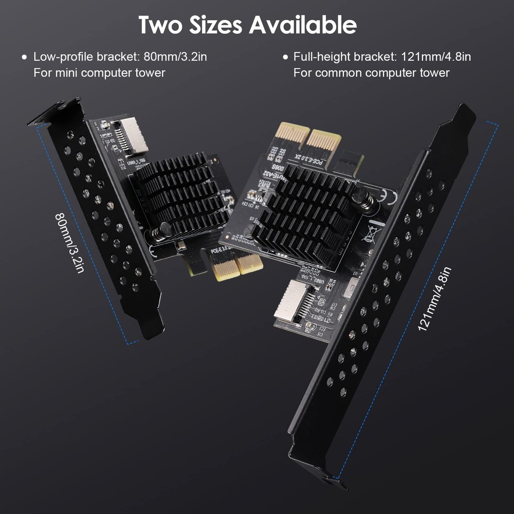 PCI-E 2X to USB3.1 A-Key Gen2 Front Type-C Expansion Card10Gbps Type-E Intern...