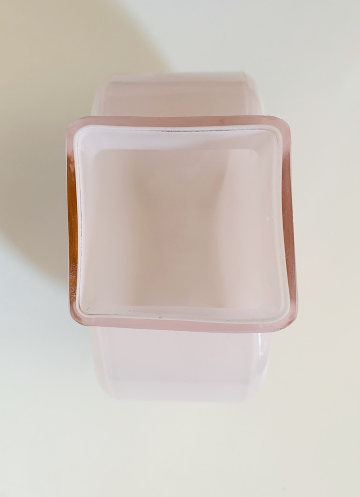 Light Pink Glass Vase - Opaque - Circular Base Rectangular Opening