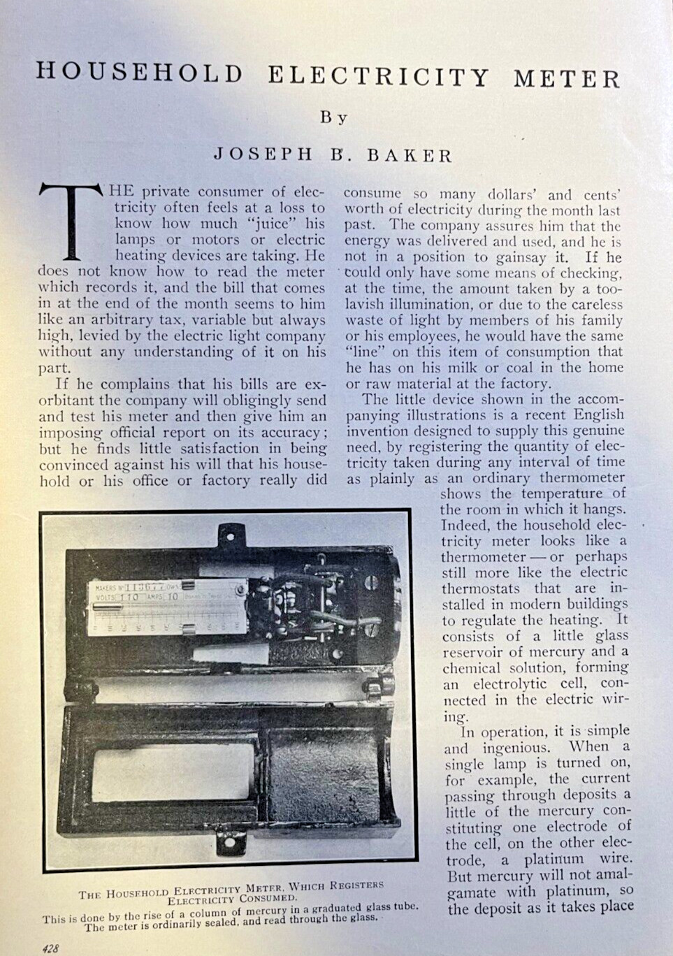 1911 Household Electricity Meter illustrated