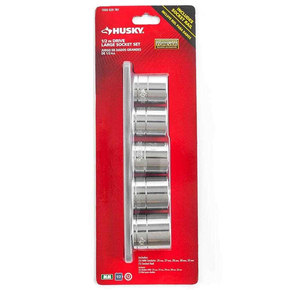Husky 1/2 in. Drive Metric Large Socket Set (5-Piece)