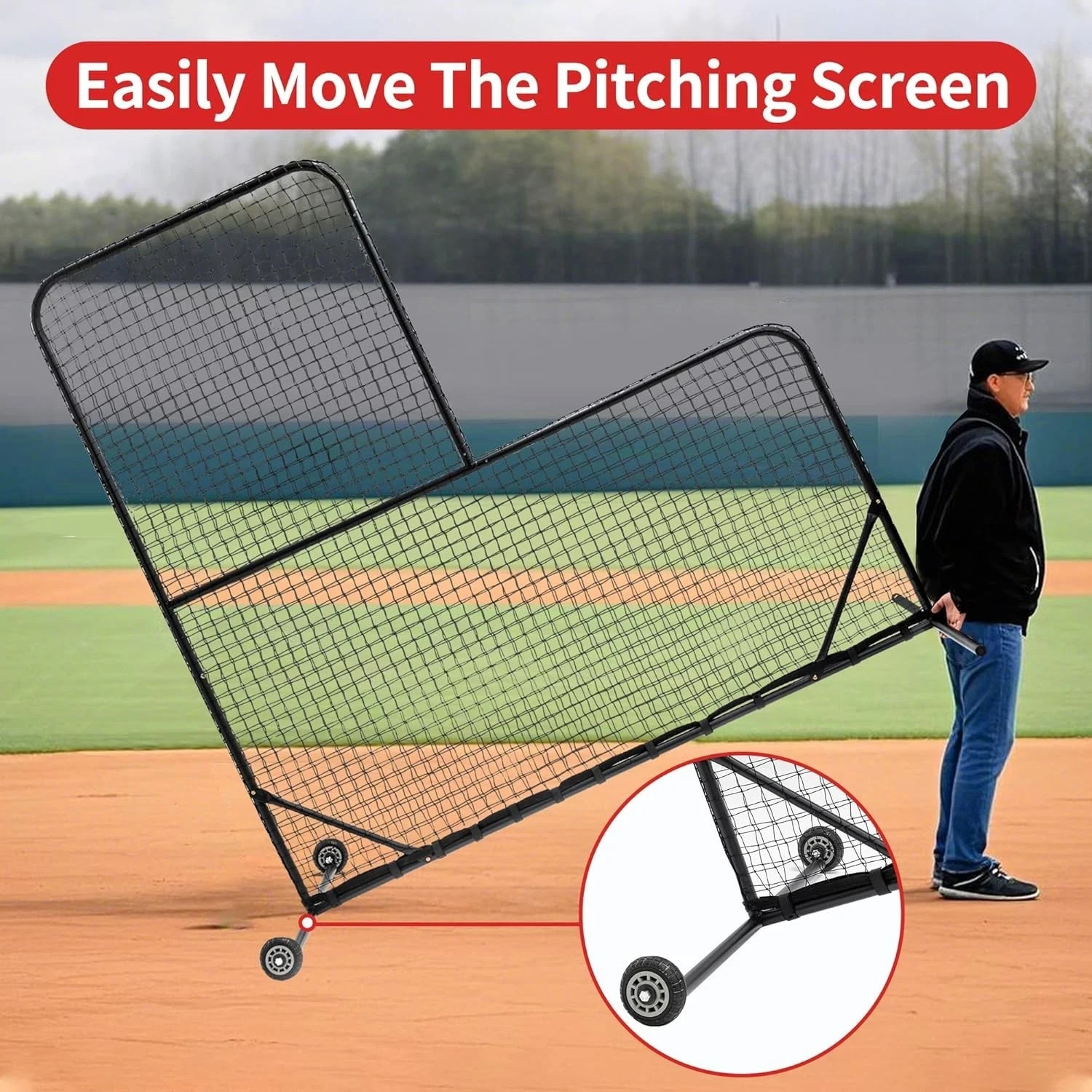 L-Shaped Hitting Cage, Baseball Hitting Net, Pitching and Hitting Protection Net