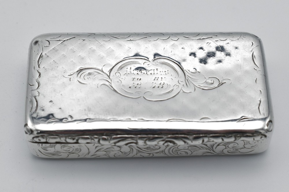 Antique Victorian Solid Silver Snuff Box 1845 Edward Smith