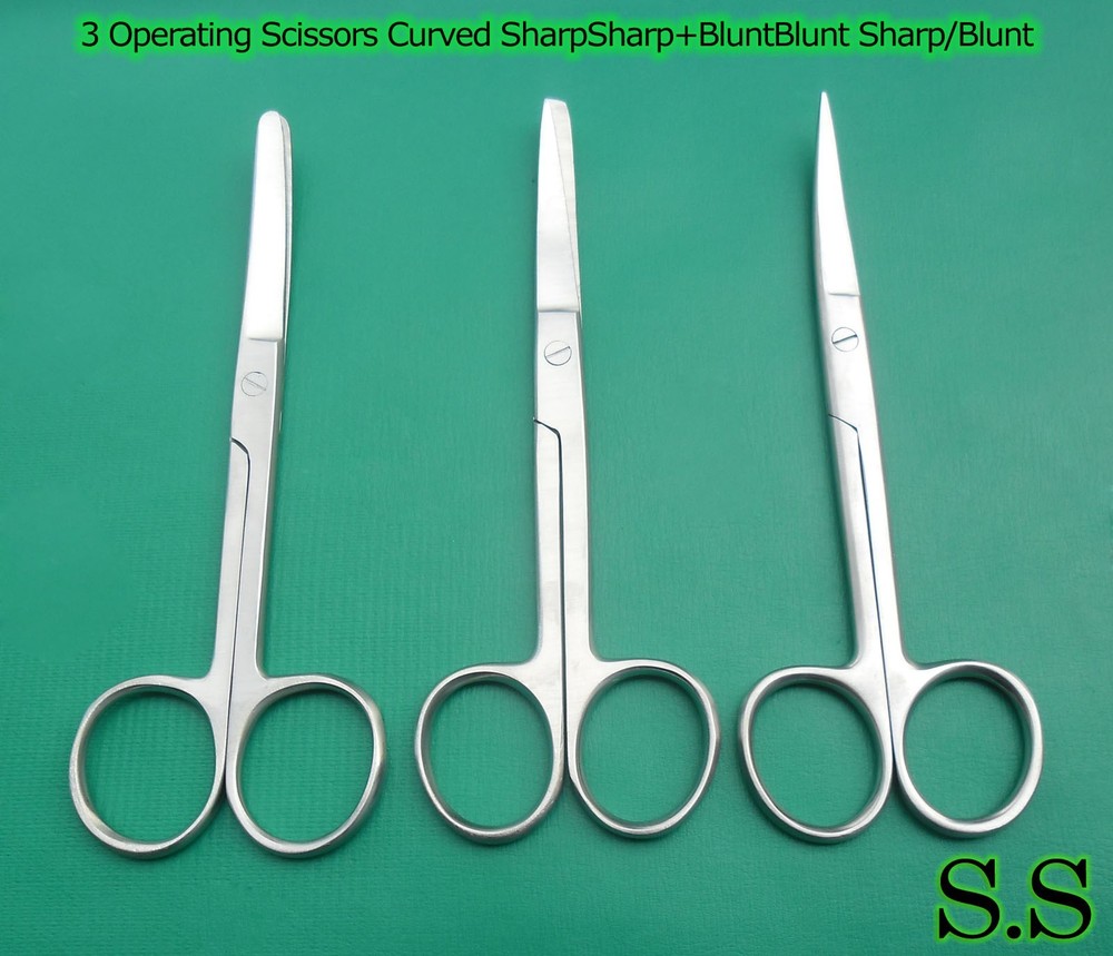 3 OPERATING DISSECTING SCISSORS 4.5"CURVED BLUNT/BLUNT SHARP/SHARP BLUNT/SHARP