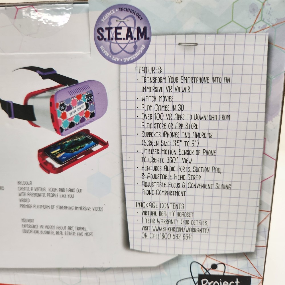 Project Mc2 VIRTUAL REALITY HEADSET 3D Smartphone Compatible NEW