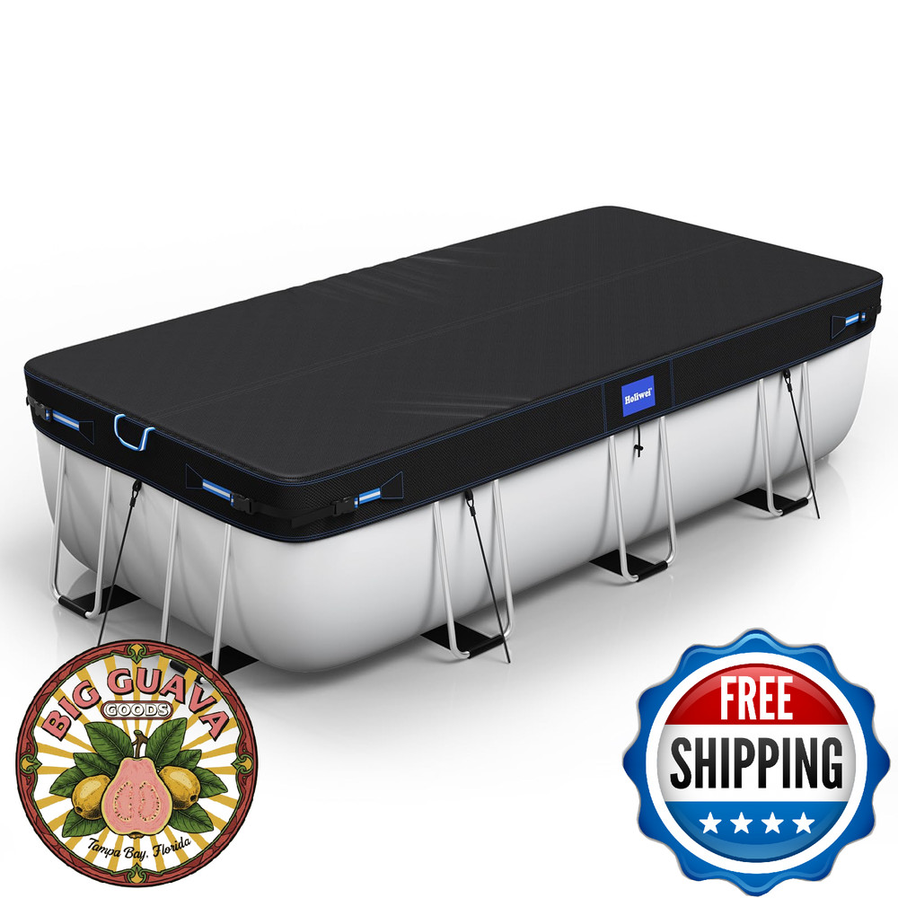 Holiwei 12x21 Ft Rectangular & Oval Above Ground Pool Cover Reflective Strips