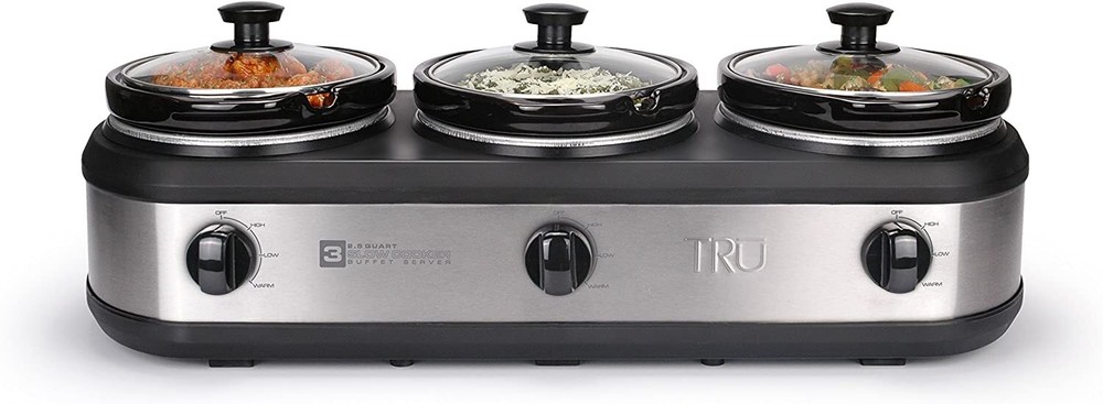 TRU Triple Buffet Server, Three 2-1/2-Quart Removable Inserts