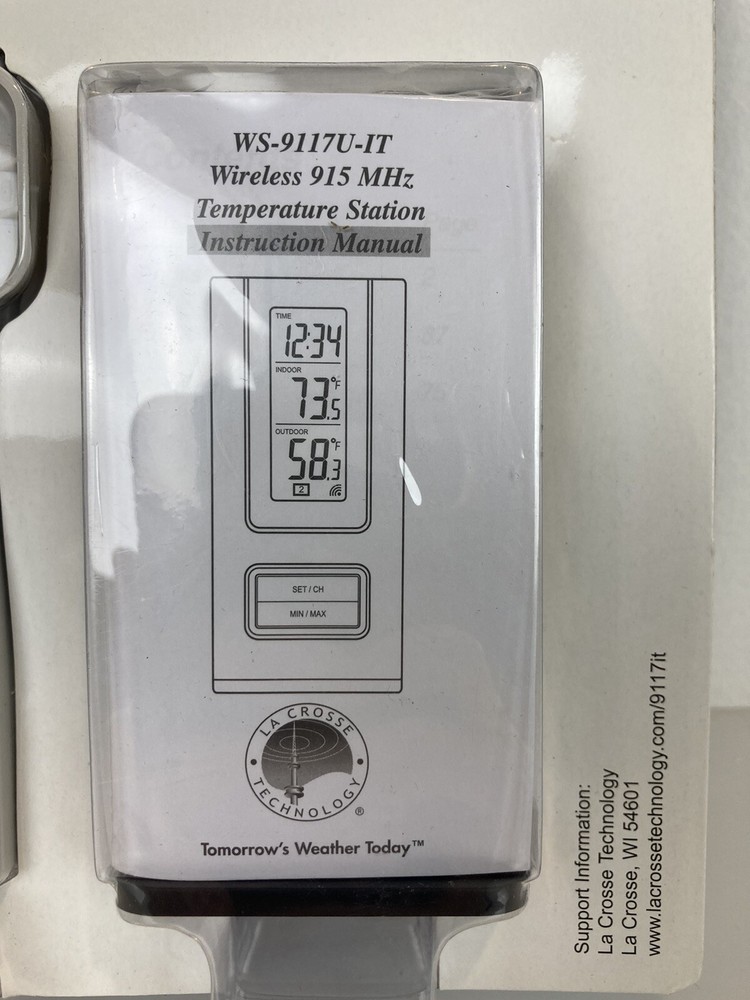 La Crosse Wireless Thermometer Sensor & Receiver Weather One 9117 Digital Clock