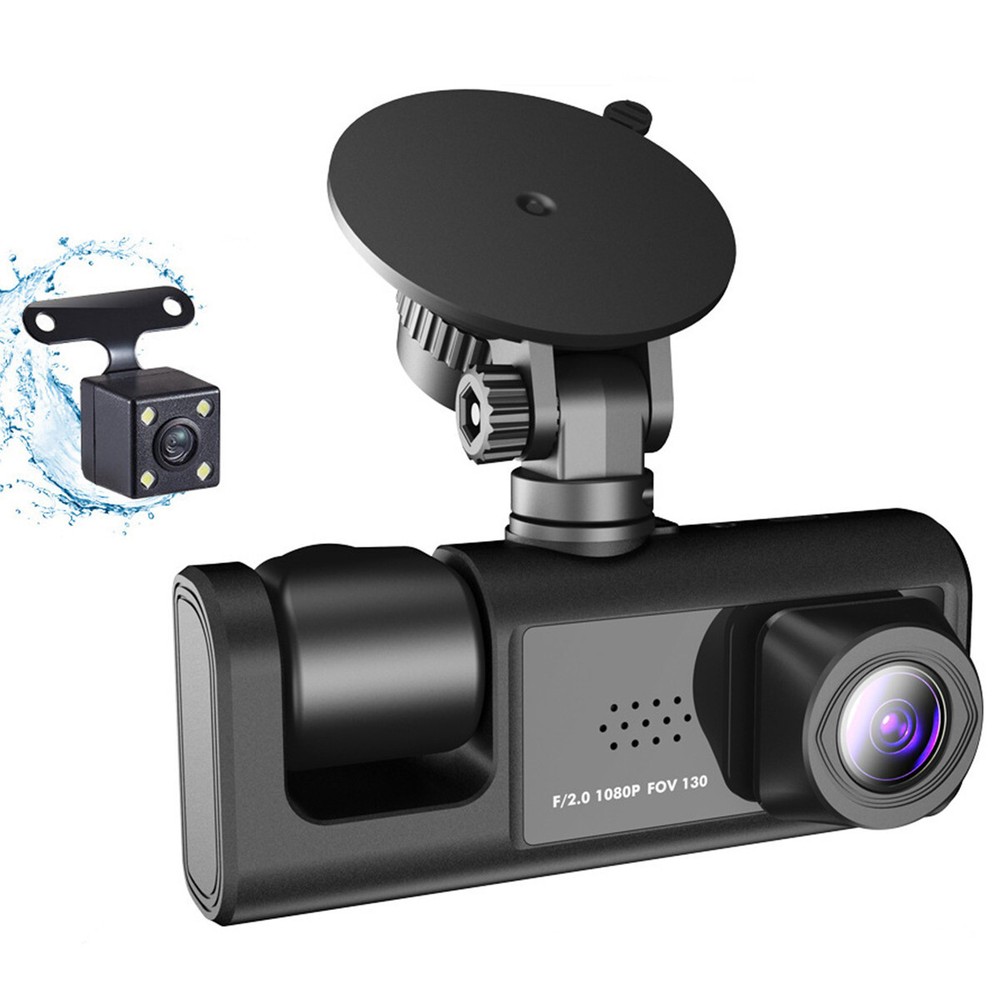 Car Dash Cam 3 Lens 2in Video Recorder Loop DVR Recording Night Vision G-sensor