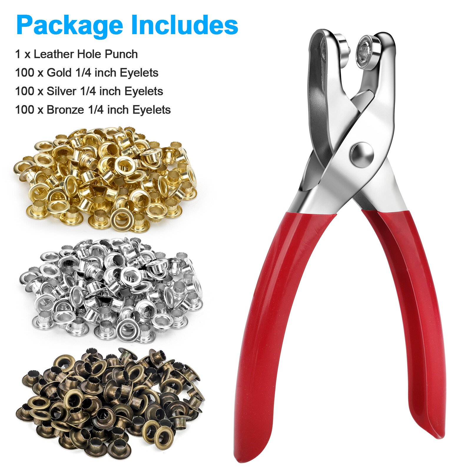 300pc 1/4 inch Grommet Eyelet Hole Punch Plier Tool Kit for Leather Canvas Craft