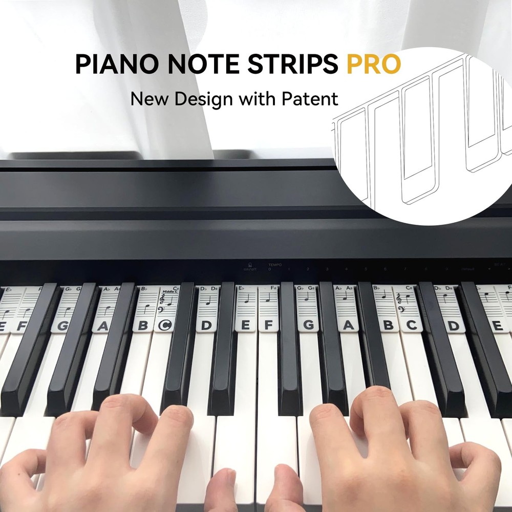Piano Note Strips for 88 61 Key Keyboard Beginner Learning Guide Black