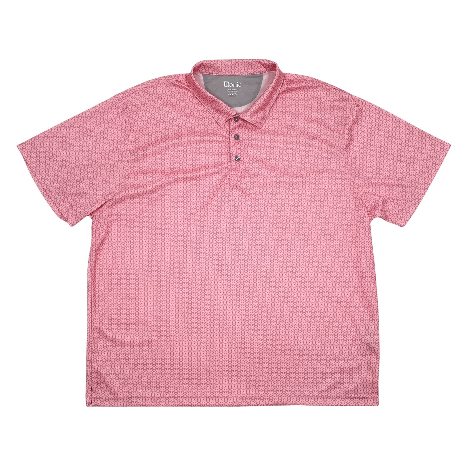 Etonic Golf Polo Shirt Mens Size XXL Pink Geometric Print Short Sleeve Stretch