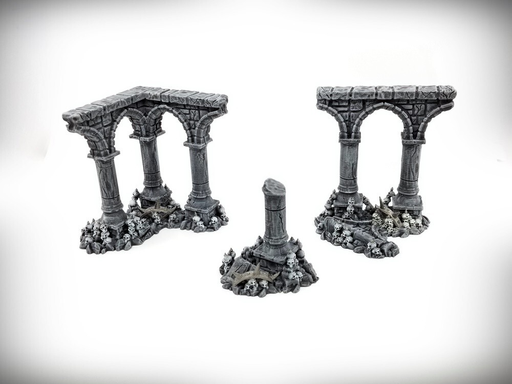 Ruined Columns - Grimdark- Deluxe Bundle (Large)- Tabletop Wargaming RPG terrain