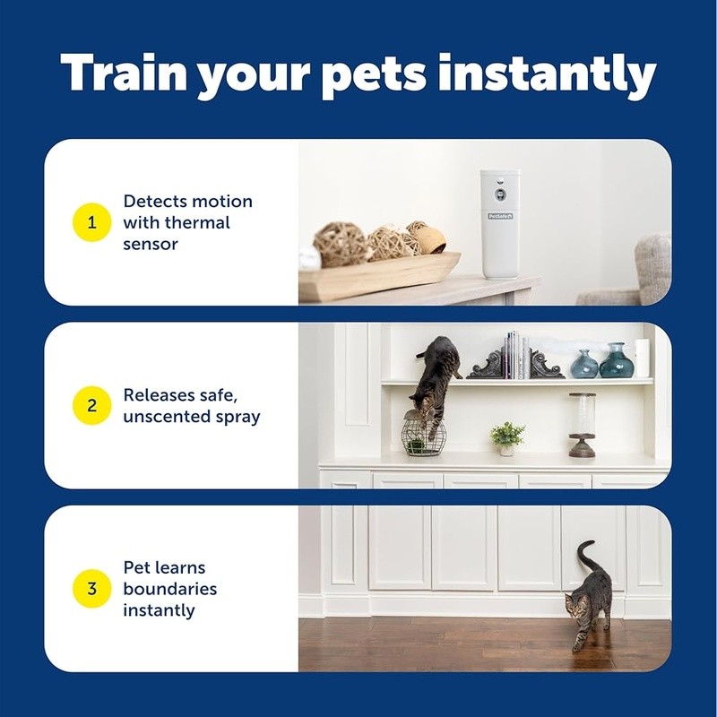 Automatic Spray Pet Deterrent Motion Sensor Behavior Trainer Refills Mess-Free