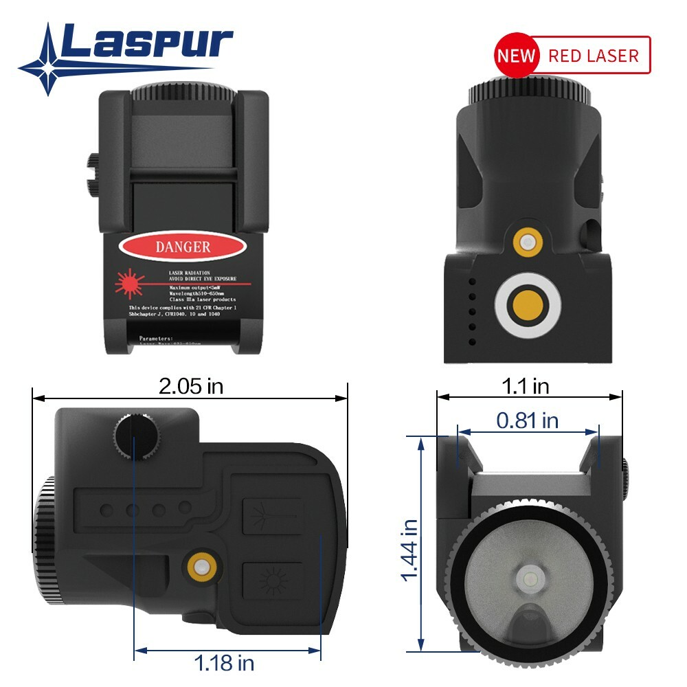 LASPUR Sub Compact Red Laser Sight Light Combo rechargeable battery