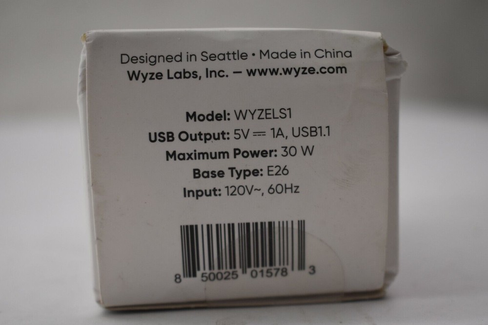Wyze Security 5 Volt 30 Watt E26 Base Light Socket Power Adapter Add On Unit
