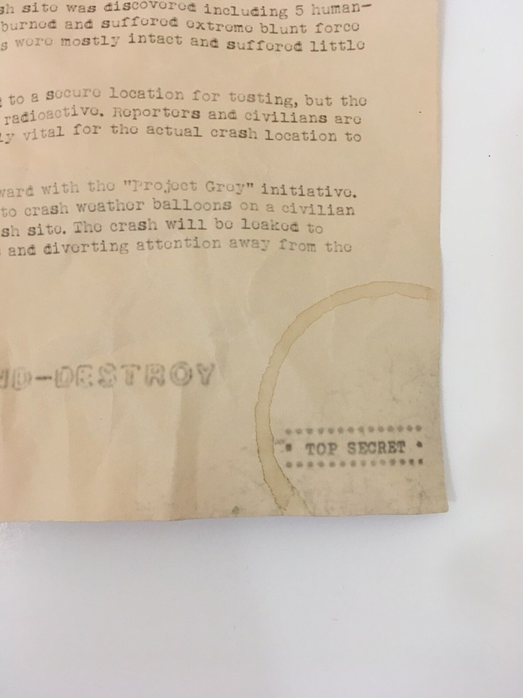 Roswell Crash Documents UFO Alien Crash Space Ship Top Secret Document