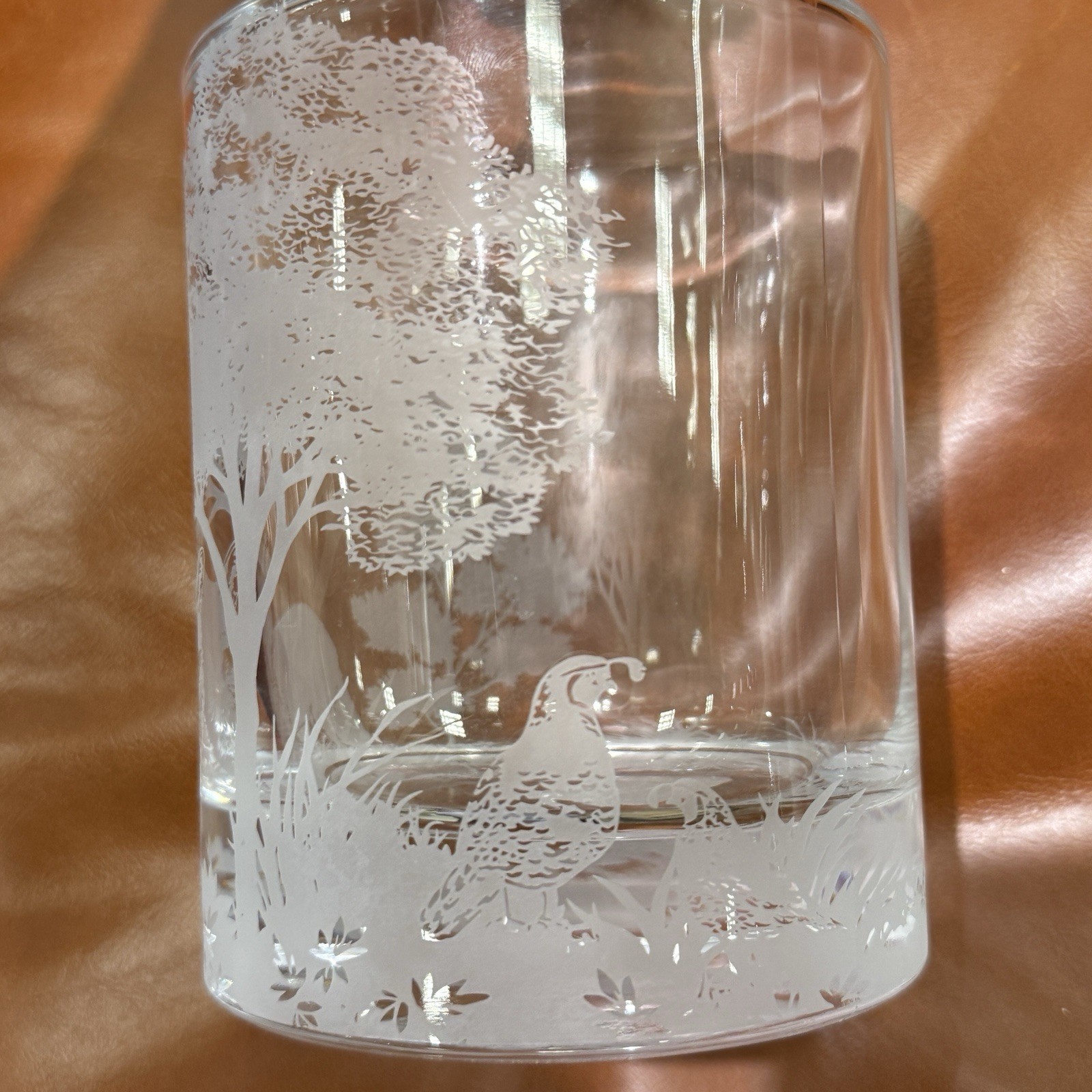 POTTERY BARN Fantastical Forest Glass Decanter 4.5" X 10" ~ BEAR, FOX, QUAIL