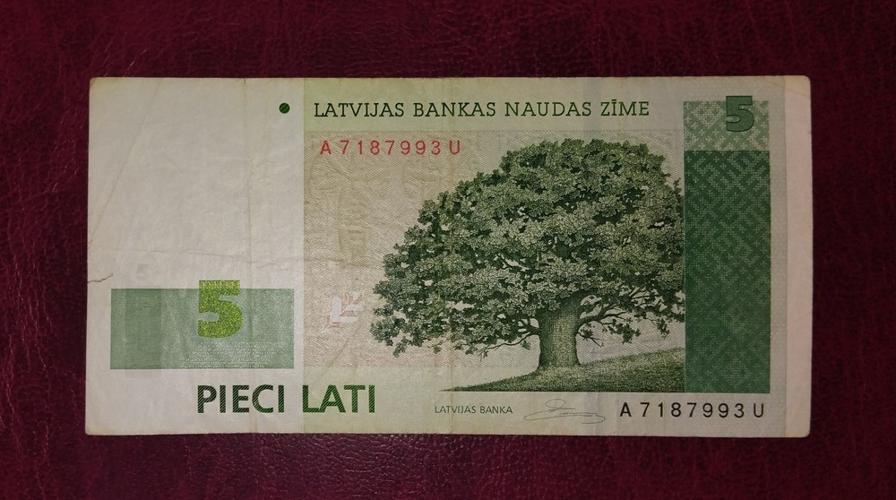 Latvia 5 lati banknote,2007year (normal condition)