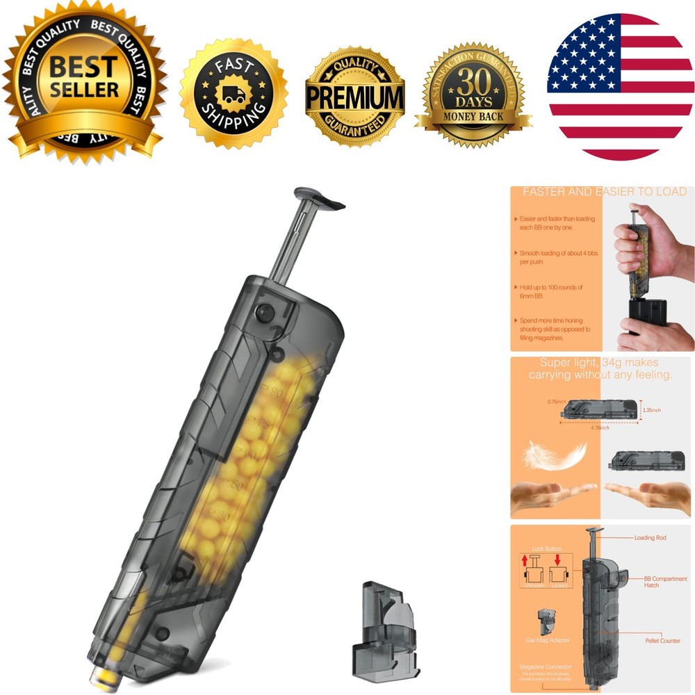 Compact 6mm BBS Airsoft Speed Loader with Adapter - Quick & Easy Loading