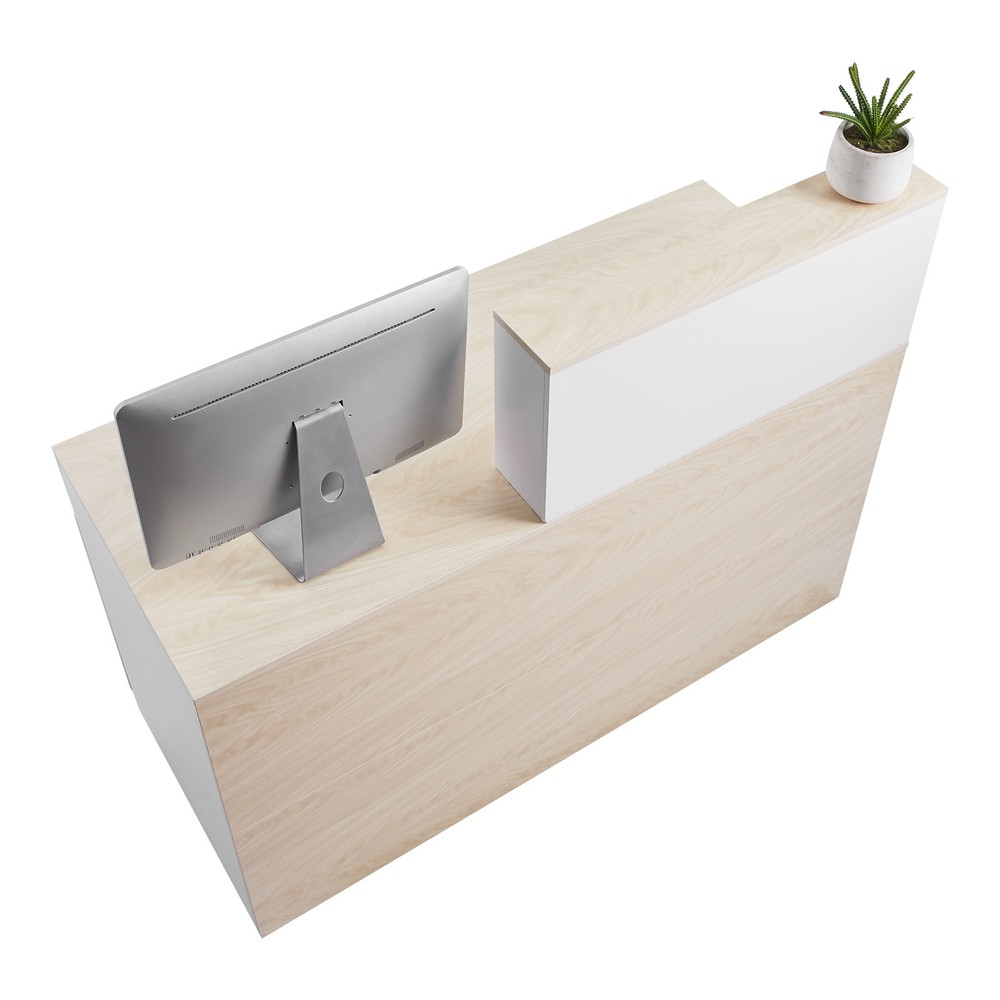 Uimoso Reception Desk Rectangular Front Counter Table 55.12 in Wood Office Table