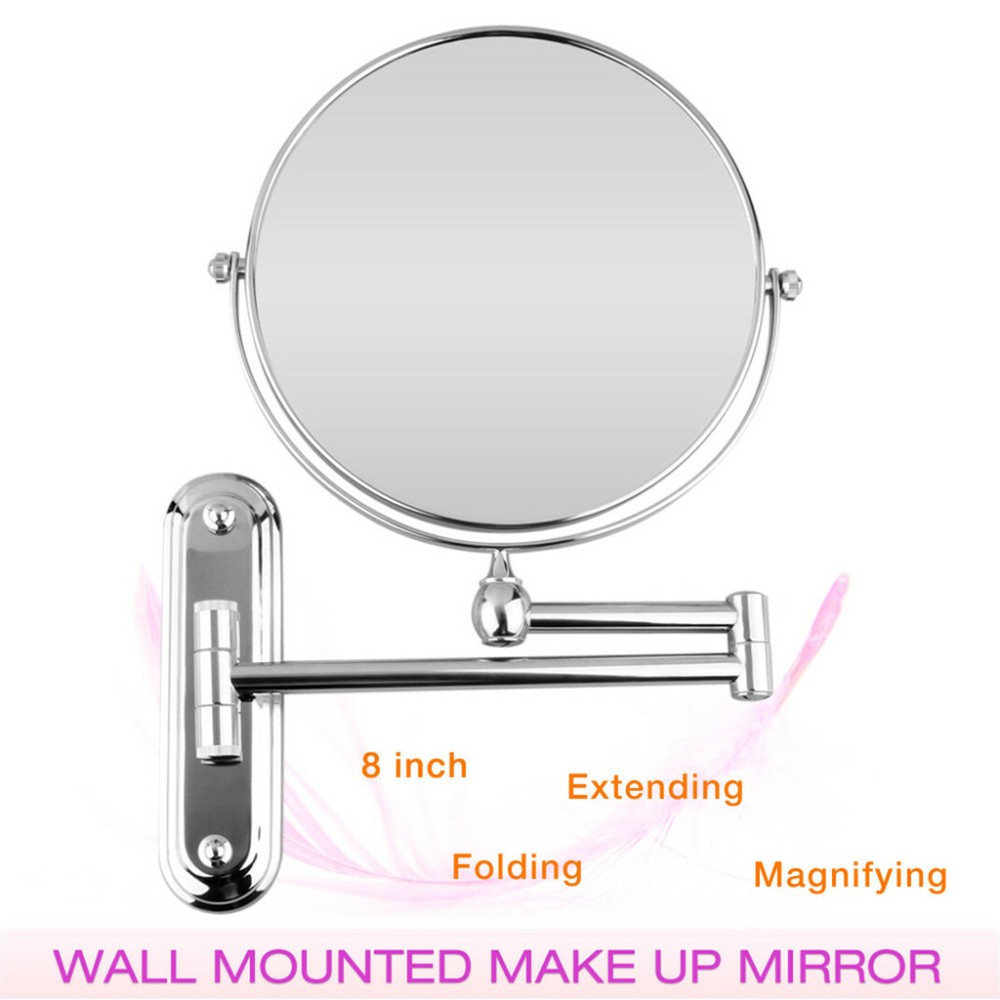 Saving Space Magnifying Wall Mount Makeup Mirror Closeup Two Sides Home Bathroom