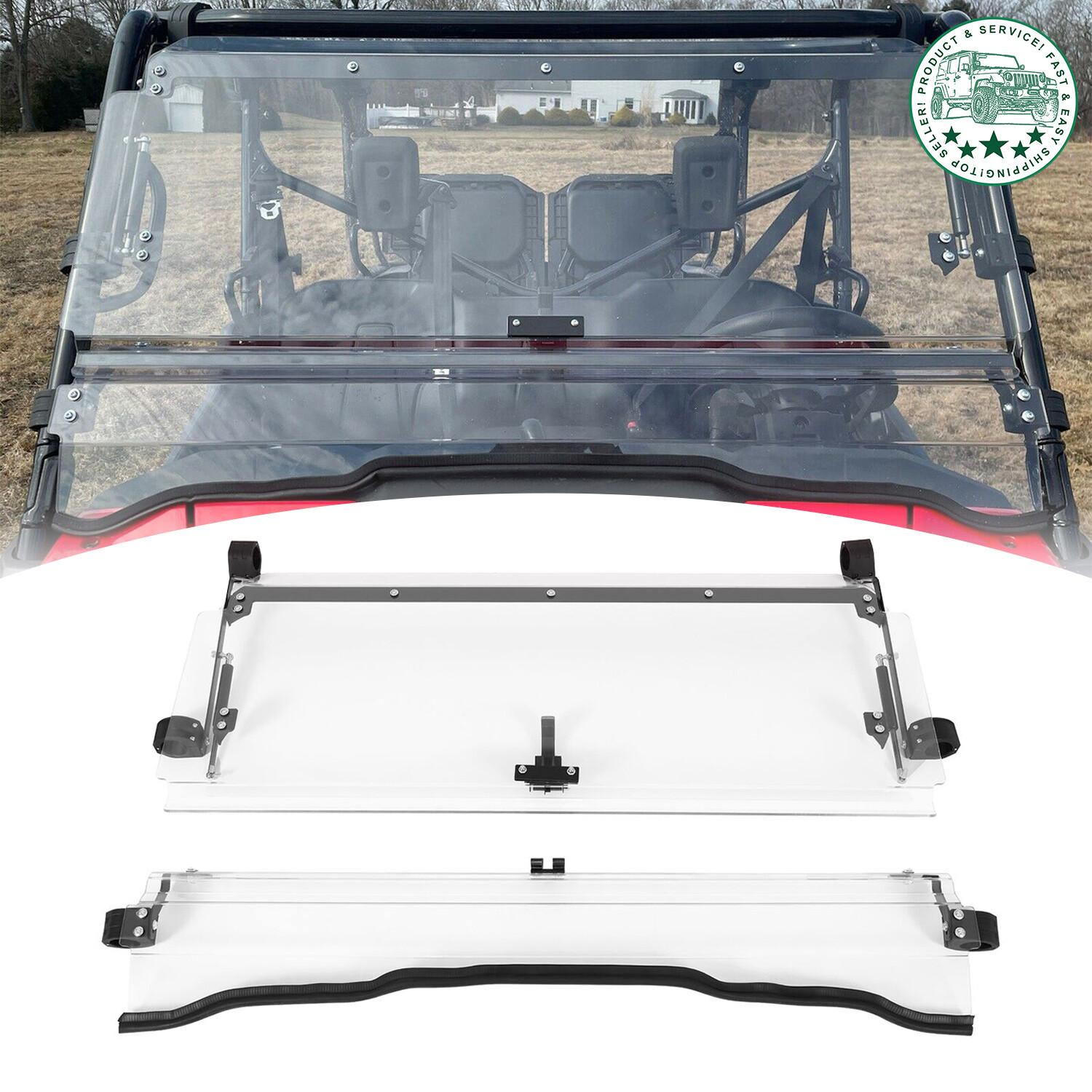 For Honda Pioneer 1000 /1000-5 UTV 3-IN-1 Flip Windshield 2016-24 w/Gas Spring