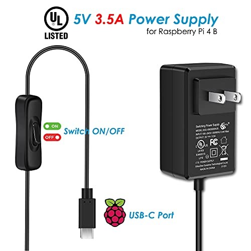 [17.5W 5V 3.5A UL Listed Power Supply] Raspberry Pi 4 Case, Raspberry Pi 4