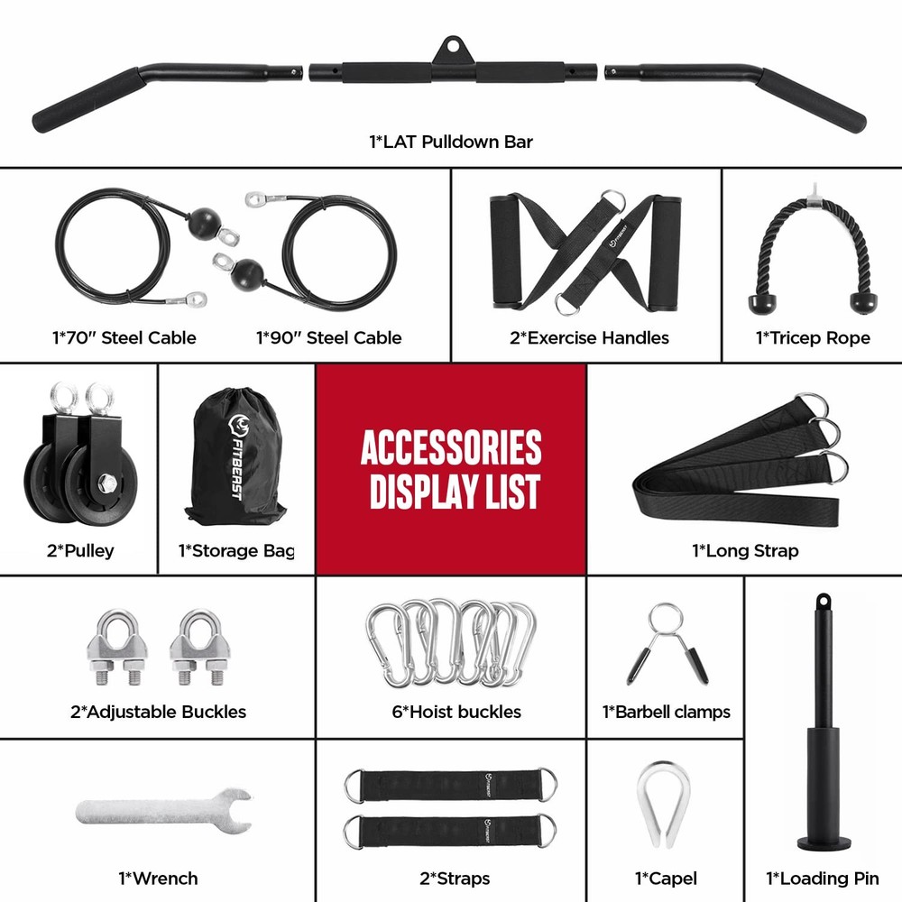 Pulley System Gym, Cable Weight Pulley System for Gym LAT Pulldown, Biceps Cu...