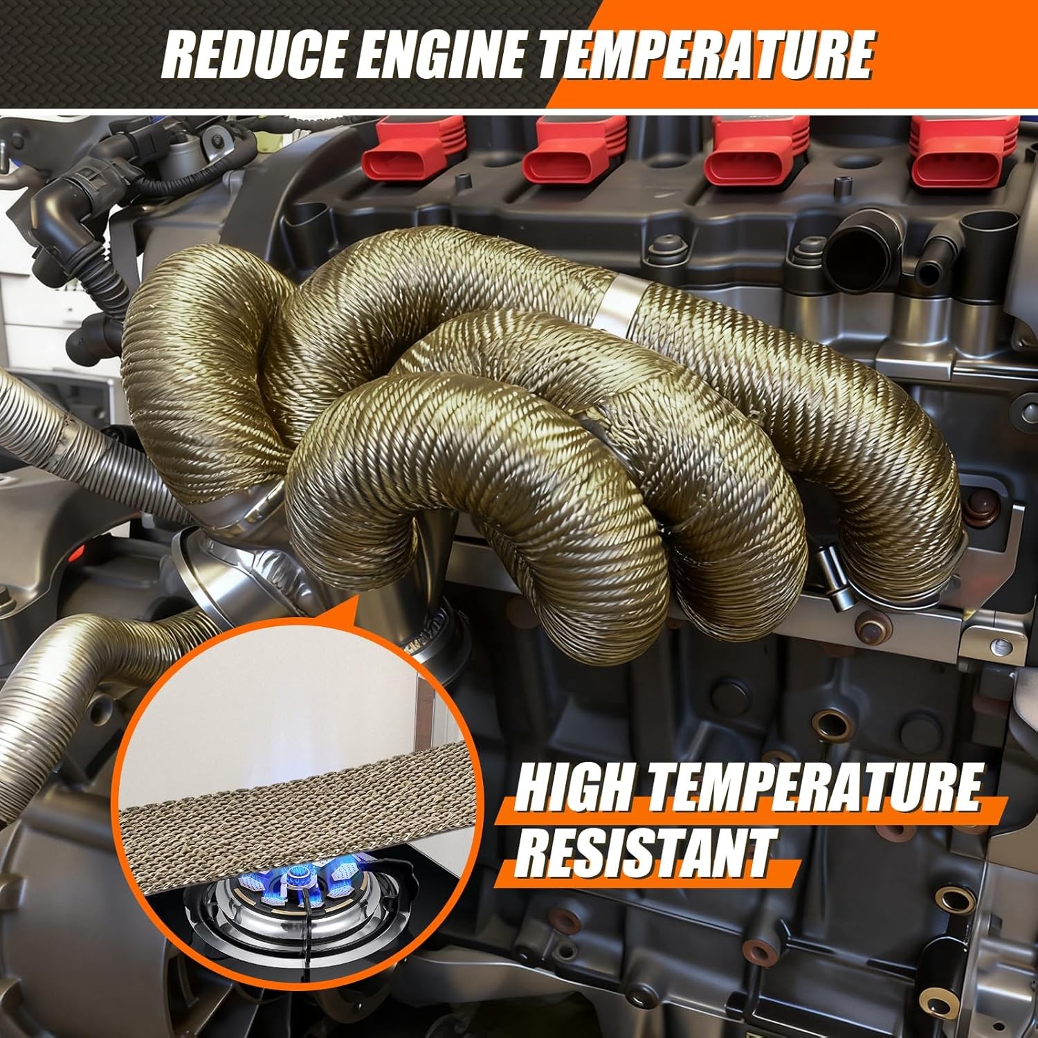 Exhaust Heat Wrap Shield, 2" x 50' Fiberglass Heat Wrap for Exhaust Pipes, Heade